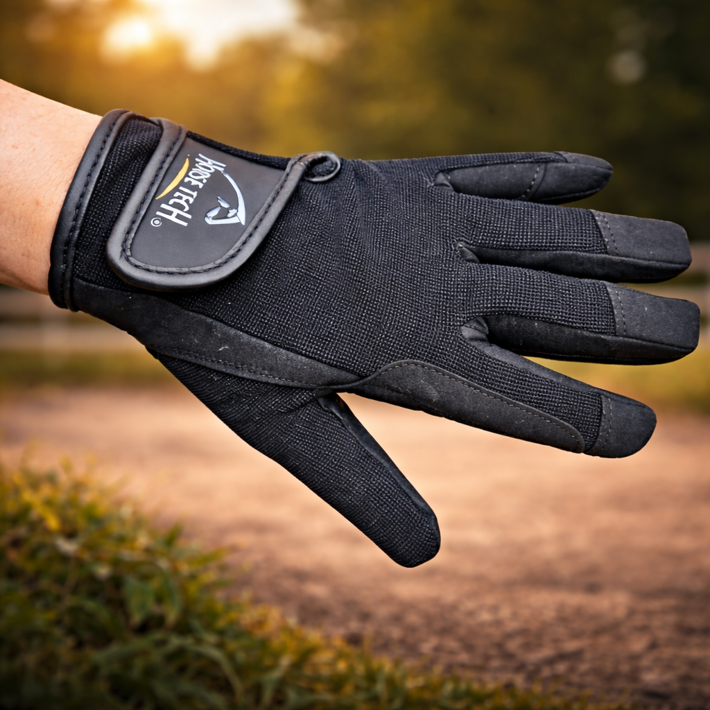 Horse Tech Reinforced Leather-Look Riding Gloves